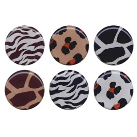 Bottle Cap Inc 6 Decorative ANIMAL PRINTS 1 Inch Epoxy Stickers for Magnets & Pendants *