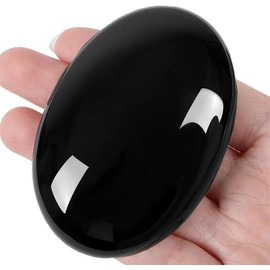 QINJIEJIE Large Obsidian 2.4 Inch Oval Crystal Natural Crystals Gemstones Worry Stones Worry Stones Polished Stones Reiki Stones for Anxiety Relieve Yoga Meditation Decoration 1 Piece