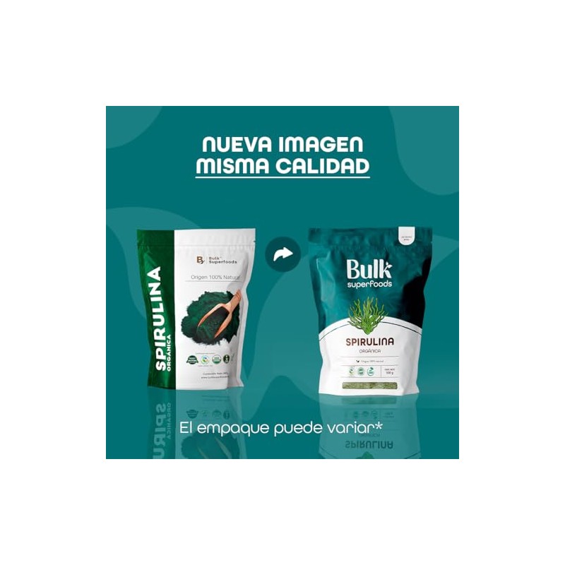 BULK SUPERFOODS Espirulina en Polvo 100% Natural Alga Spirulina