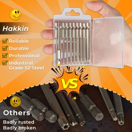 Torx Bit Set Hakkin 11Pcs Torx Screwdriver Sets 75mm Tamper Proof Torx Security Bit Set S2 Steel Magnetic Star Bits Set 1/4" Hex Shank for Impact Drill T6 T7 T8 T9 T10 T15 T20 T25 T27 T30 T40