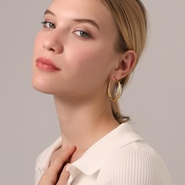 Senteria Gold Hoop Earrings for Women 14K Gold Plated Hoop Earring Hypoallergenic Large Hoops Earrings Lightweight Big Hoop Earrings Thick Twisted Gold Earrings