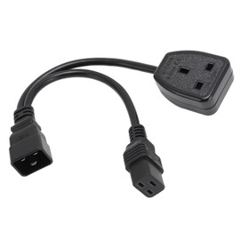 IEC320 C20 Male to C19  Female Power Cable PVC Y Splitter Power Supply Cord Extension Cable for Laptop Adapter Speaker Monitor 32cm