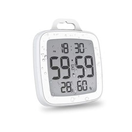 BALDR Digital Shower Clock with Timer | Waterproof Design, Perfect for The Bathroom - Displays Time, Temperature, and Humidity(White)