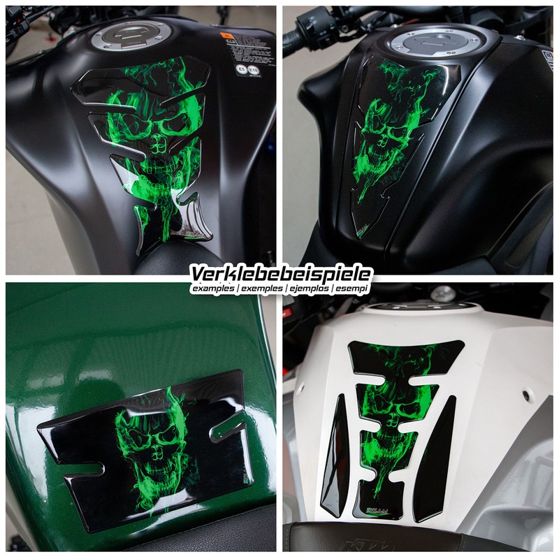 BIKE-label X500146VA Tank Pad 3D Motorcycle Tank Protector Skull Flames