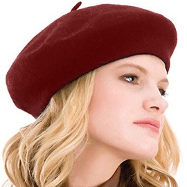 Womens Beret French Classic Beanie Hat Wool Beret Solid Color