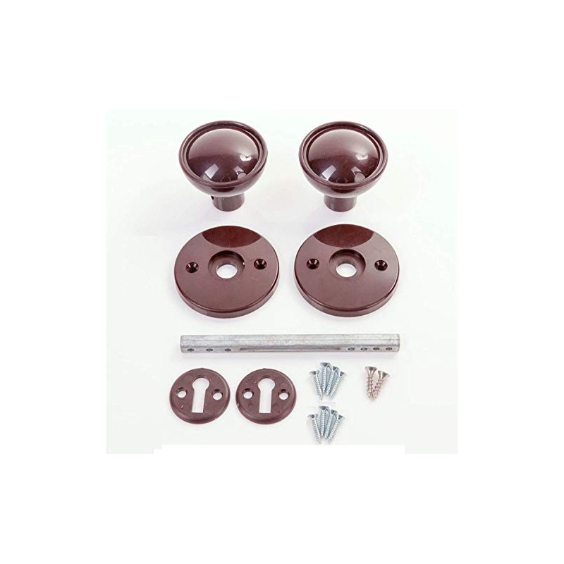 Merriway Brown BH01833 Plastic Mortice Door Shed Garage Knob Set