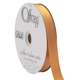 Offray Double Face Satin Craft Ribbon, 7/8-Inch Wide by 100-Yard Spool, Old Gold