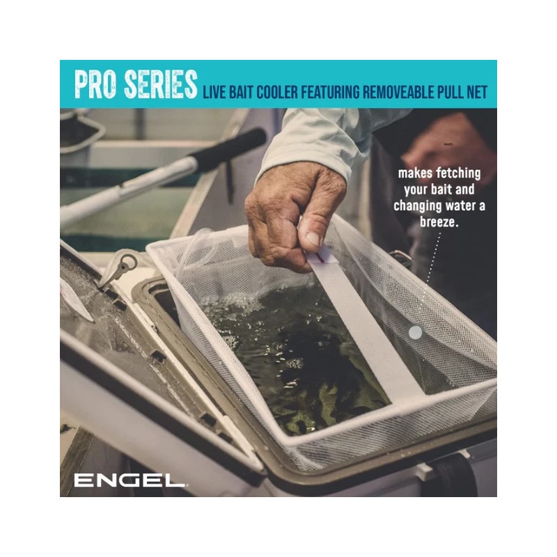 Engel 19QT Pro Live Bait Cooler with Rechargeable Aerator Silver