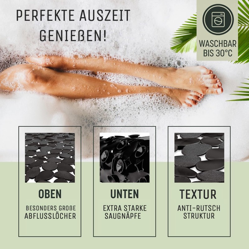 SilverRack Bath Mat 69 x 36 cm (Black Pebble Stone
