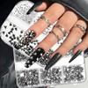 4PCS Kits 3D Metal Punk Nail Art Studs Silver Black