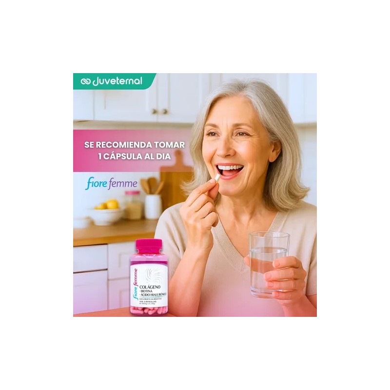 Fiore Femme Colágeno, Biotina Y Ácido Hialurónico, 100 Cáps.