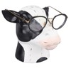 Black White Cow Head Wearing Glasses Statues Resin Stable Glasses