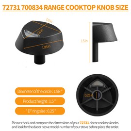 atgestore 72731 700834 Cooktop Knobs Replacement Parts for Dacor Stove Parts PGM365 PGM365-1 Stove Knobs Dacor Gas Range Parts 700834 700834 Stove Top Burner Control Knobs Black Plastic 5 Pcs