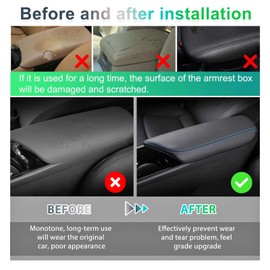 [UK Right Hand Drive] GAFAT Toyot-a C-HR 2016-2022 2023 Centre Armrest Cover, CHR 2023 Centre Console Armrest Protector Leather Padding (Blue)