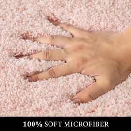 MIULEE Pink Bathroom Rug - Large Absorbent Bath Mat Made of Thick Fluffy Microsiber for Bathroom Floor, Tub, Kitchen and Hallway, Non Slip Rubber Backside, Machine Washable - Blush, 24x36 Inches