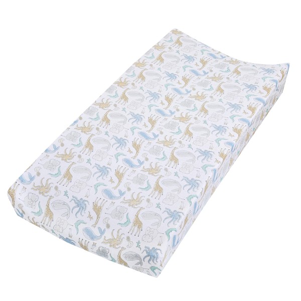aden + anais Essentials Changing Pad Cover, 100% Cotton Muslin, Super Soft & Breathable, Tailored Snug Fit, Single, Natural History