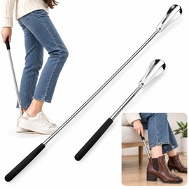Retractable Stainless Steel Shoe Horn for Easy Shoe Wearing – Adjustable Shoe Helper for Seniors, Men & Women at Home