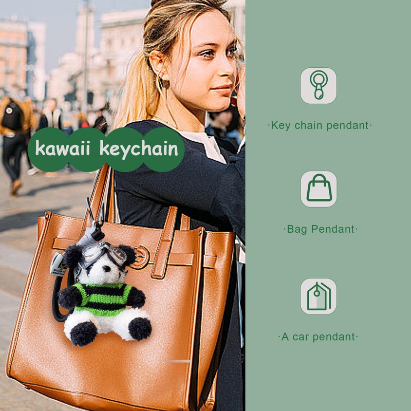 Jinnew Cute Panda Keychain,Kawaii Panda Stuffed Animal backpack keychain