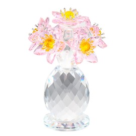 Arikyrist Pink Crystal Floral Glass Flower Bouquet Figurine Collectible Ornaments Gifts for Wife Women Tabletop Centerpieces Home Decor