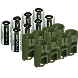 MBS 8 Streamlight CR123A DL123A SF123A 3V Lithium Batteries + 2 Military Green CR123, 123, CR123A Battery Cases (Non Rechargeable Batteries)