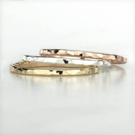 Mixed Metal Stacking Rings, Set of 3, 14K Rose Gold Fill, 14K Yellow Gold Fill, and Sterling Silver, Custom Made