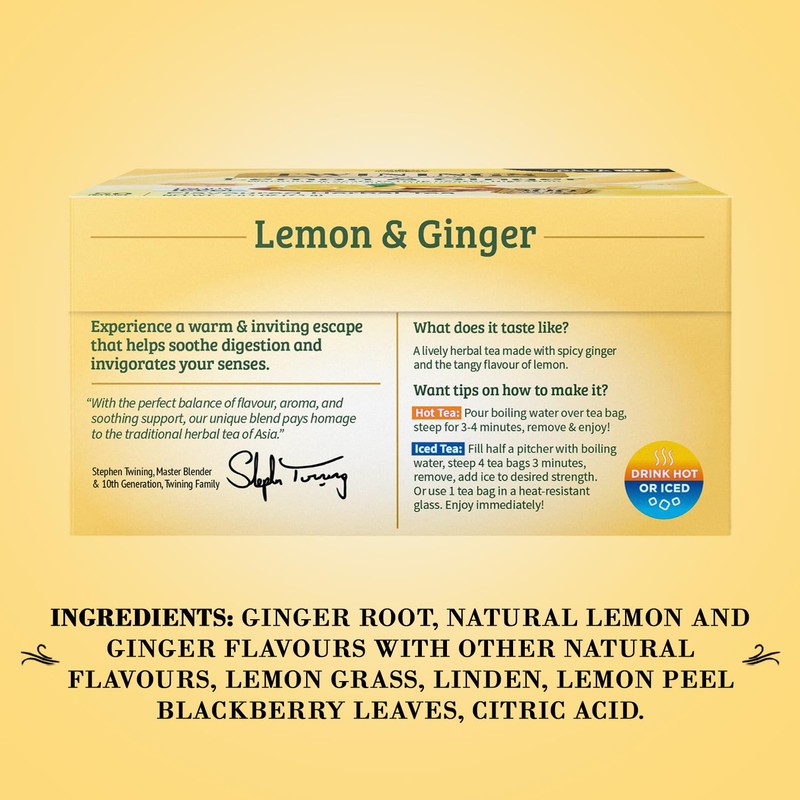 Twinings Lemon & Ginger Tea - Refreshing Ginger Root and