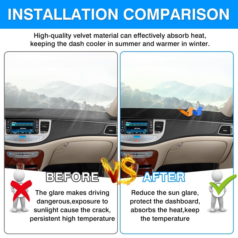 Autorder Dashboard Cover Mat for Hyundai Genesis Sedan 4 Door