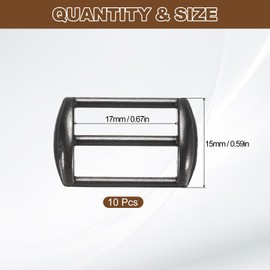 sourcing map 10Pcs Metal Baseball Cap Buckle, Adjustable Cap Strap Adjuster Slider Bag Belt Strap Keeper Hardware Supplies for Purse Making Accessories, Black Latte