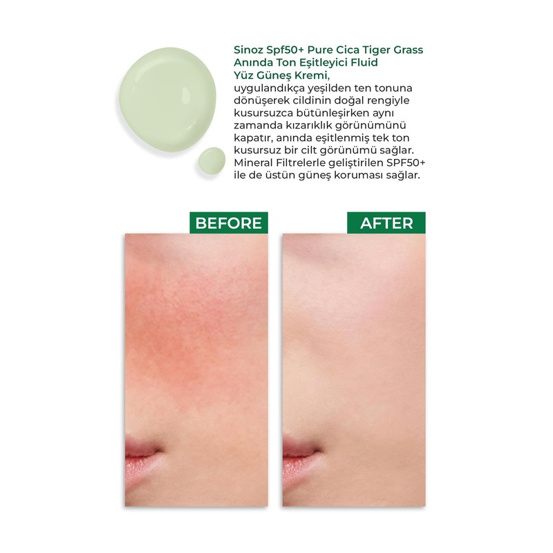 Sinoz,Pure Cica Color Correcting Treatment Fluid Sunscreen SPF50+ / PA++++