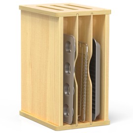 sandpaint 4 Tier Wooden Cabinet Tray Dividers, Kitchen Vertical Baking Sheet Organizer, Storing Pans, Baking Trays, Cutting Board