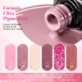 SADOWAY Esmalte en Gel Kit: Juego de 6 Colores de Esmalte de Gel Desnudo Todas Las Estaciones Tonos de Piel Rosa Marrón(6 colors Pink Confetti)