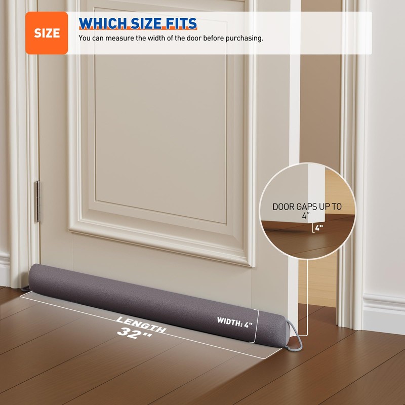 MAGZO Door Draft Stopper, 32 Inch Under Door Draft Blocker