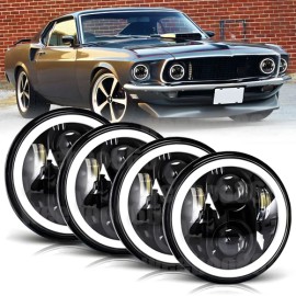 Unbranded 4pcs 5.75" 5-3/4 LED Headlight Hi/Lo Sealed Beam Projector for Ford Mustang 1969