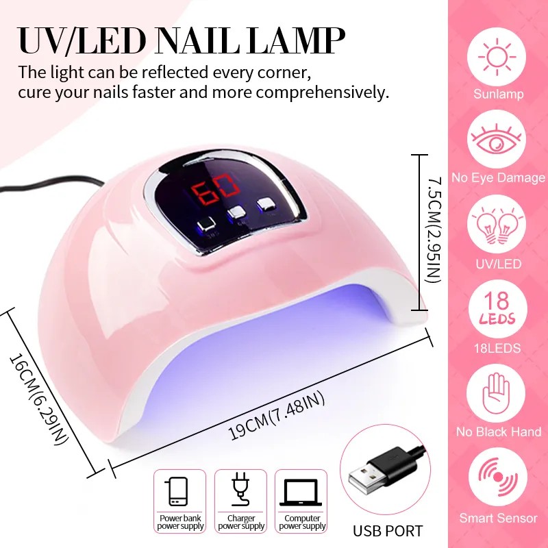 Polygel Kit Esmaltes Unas + Lampara Unas Led/uv+base+top