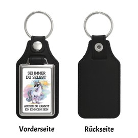 speecheese Einhorn mit Sonnenbrille Schlüsselanhänger mit Kunstleder-Anhänger Sei ein Einhorn lustiger Spruch, perfektes Hingucker-Accessoire