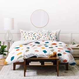 Society6 83 Oranges Terrazzo Love Duvet Set with Pillowcase(s), Twin, White