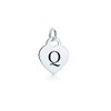 Letter Q Silver Plated Heart Charm for Bracelets, Necklace, Earrings