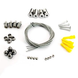 Luxrite Slim Frame LED Edge Light Suspension Kit, Suspension Cable for 2x2 Luxrite Edge Light Panels, Braided Cables and Mounting Hardware