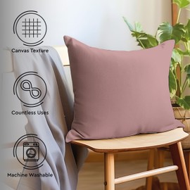 Encasa XO Cotton Cushion Covers, Set of 2, 16 x 16 in (40 x 40 cm), Mauve, No Insert, Simple Cushion Covers, Machine Washable, Indoor Use Only