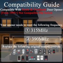 3 Replacement for Genie & Overhead Door Garage Door Opener Remote G3T-R G3T-BX G3T-A,𝐎𝐧𝐥𝐲 Compatible with 𝑨𝒍𝒍 Intellicode Genie Overhead Door Garage Door Openers from 1995