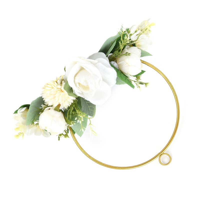 Floral Hoop Metal Ring Wreath Artificial Wall Hanging Wreath for