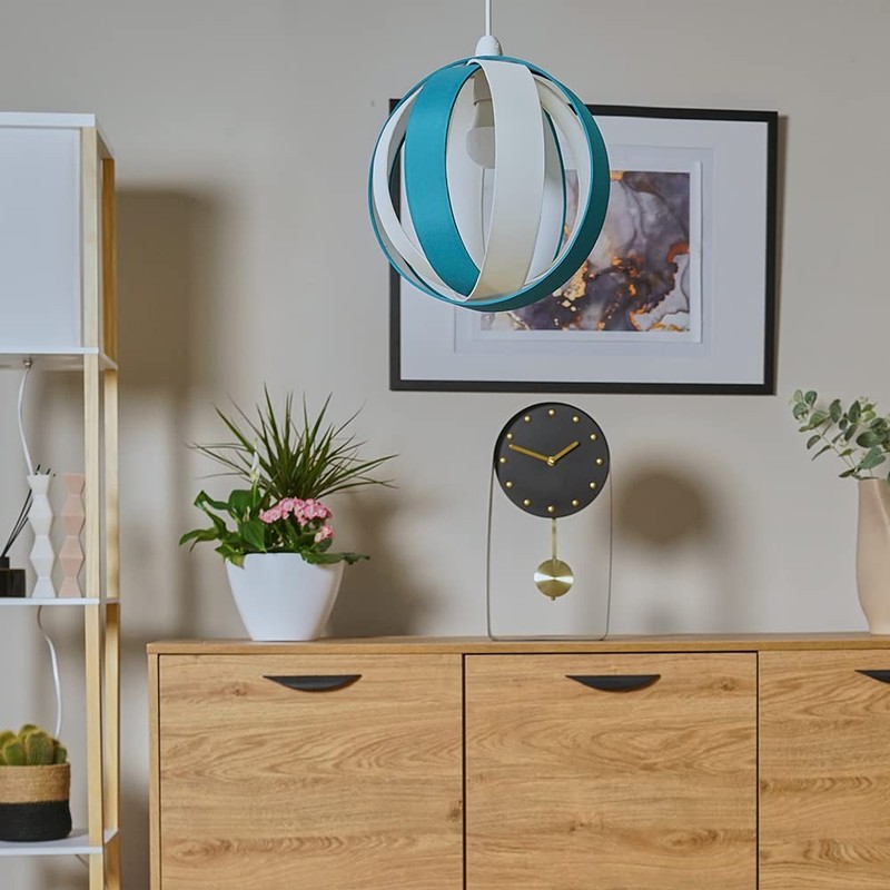 MiniSun | Modern Turquoise/Teal and Cream Fabric Cocoon Style Ceiling