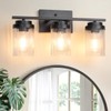 JUNNAI Black Bathroom Light Fixtures 3 Light Vanity Light Over