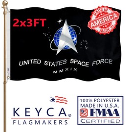 KEYCA US Space Force Military Flag 2x3 FT Made in The USA-Heavy Duty Vibrant Color Double Sided Space Force Flag with 2 brass grommets for Home/Company/Indoor Outdoor Decoration