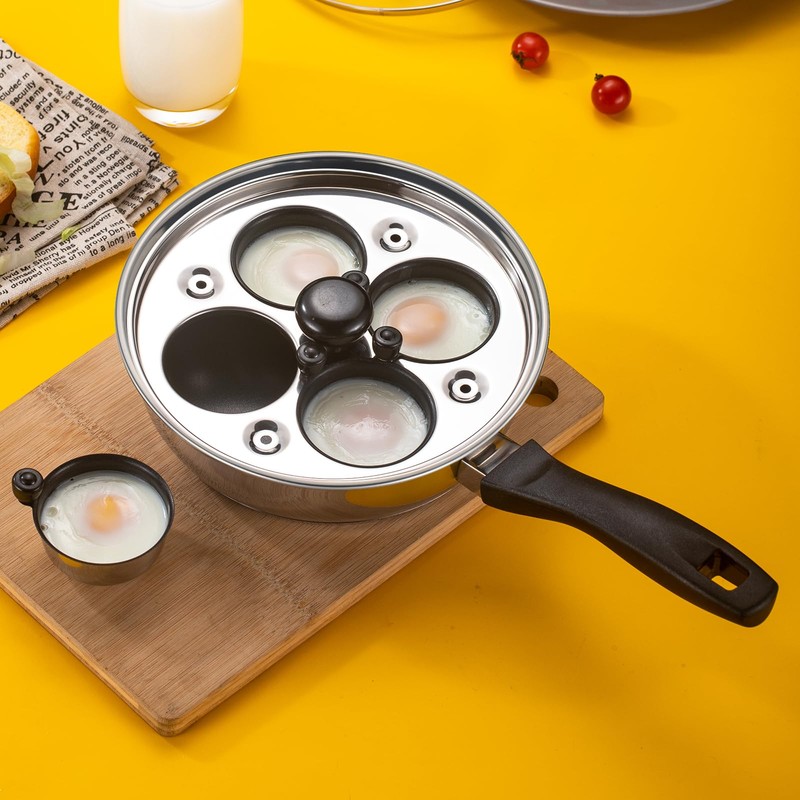 MARSKITOP Egg Poacher Pan Nonstick 4 Eggs, Poached Egg Pan