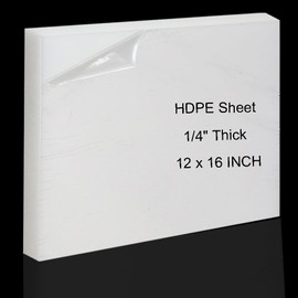High-Density Polyethylene (HDPE) Plastic Sheet 1/4" Thick 12" X 16"- White HDPE Sheet,for Machining,for DIY,Heavy Duty Industry,Engineering,High-Density Polyethylene Plastic Block (Pack of 1)