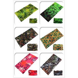 KINREE 6PCS Outdoor Magic Scarf, Elastic Headbands, Headscarves, Headwear, Mask (Maple Leaf)
