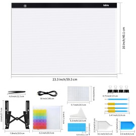 Mlife A2 Light Box Kit for Diamond Art Painting, Adjustable Brightness Diamond Light Pad for Tracing Pad, Light Board Diamond Art Painting Accessory, Diamond Art Tools for Full Drill Art