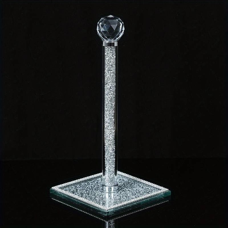 Crushed Diamond Silver Paper Towel Holder, 34cm, Elegant Rack for