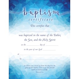 Certificate of Baptism - Premium and Full-Color Stock - KJV Scripture - 11 x 8.5 inches - Package of 6 with envelopes